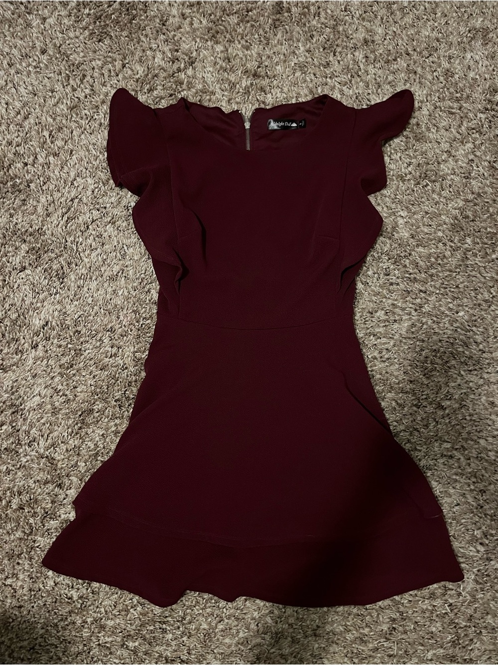 Midnight Doll size S tiered ruffle sleeve deep red dress